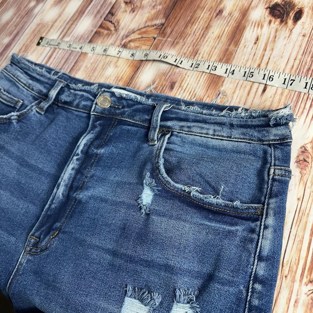 Vervet Size 2X Blue High Rise Distressed Raw Hem Cut Off Jean Denim Shorts 35x5 - Picture 3 of 8